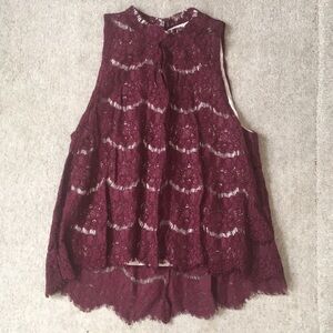 Maroon lace tank top